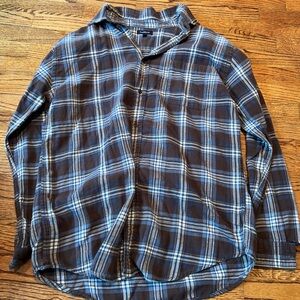brown, blue and white flannel croft&barrow